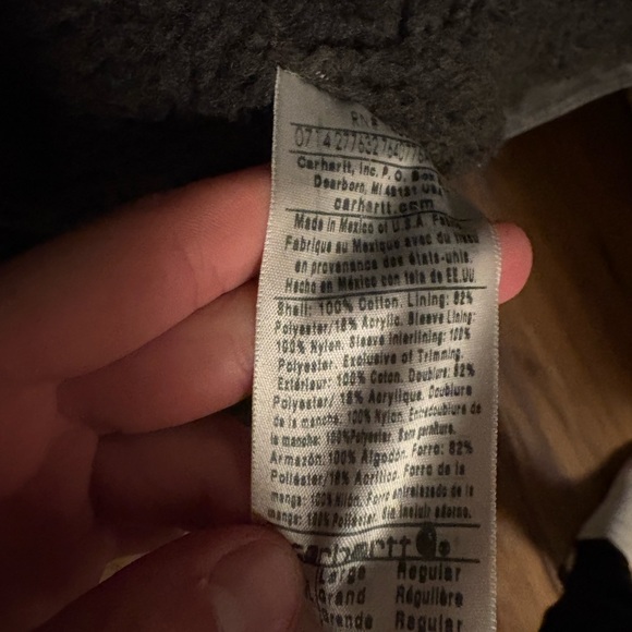 Carhartt C61 Duck Canvas Jacket Size Large Gray Sherpa Lined Workwear Faded - Picture 7 of 12